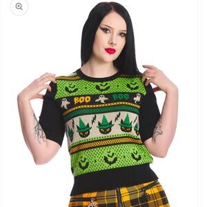 BANNED Apparel Spooky Boo Jumper Sweater Whimsigoth Halloween 4x NWT black